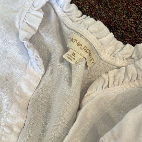 Cynthia rowley xl white linen blouse - Picture 7 of 7